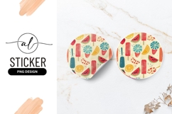 Round Sticker P N G Summer Fruit Popsicles and Watermelon Product Image 1