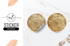 Round Sticker P N G of Crumpled Brown Paper Texture Product Image 1
