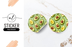 Avocado Halves with Brown Pits on Light Green Round Sticker Product Image 1