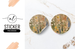 Round Sticker P N G of Watercolor Floral Illustration Product Image 1