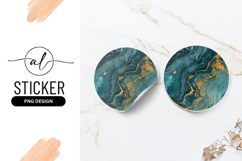 Teal and Gold Abstract Swirls Round Sticker PNG Product Image 1