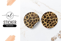 Round Sticker P N G Leopard Print Pattern on a Beige Product Image 1