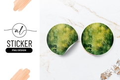 Green and Yellow Abstract Jungle Foliage Round Sticker P N G Product Image 1