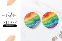 Rainbow Watercolor Swirls Abstract Art Round Sticker P N G Product Image 1
