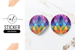Colorful Stained Glass Leaf Pattern Round Sticker P N G Product Image 1