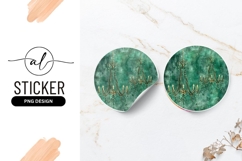 Two ornate green and gold chandeliers on a textured emerald Product Image 1