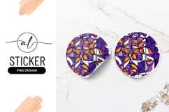Floral Stained Glass Round Sticker Png Illustration Product Image 1