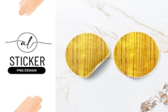 Golden Vertical Ribbons with Sparkles Inside a Round Sticker Product Image 1