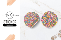 Pink Round Sticker P N G with Colorful Sprinkles Pattern Product Image 1