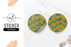 Yellow Smiley Face Round Stickers on Teal Grunge Background Product Image 1