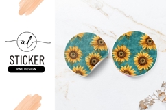 Round Sunflower Arrangement on Teal Textured Background Product Image 1