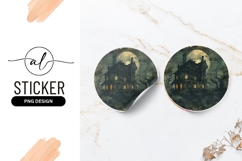 Spooky Haunted House with Full Moon and Flying Bats Product Image 1