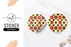 Round Sticker P N G with Retro Circle Pattern in Red Orange Product Image 1
