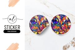 Colorful Abstract Leaves Round Sticker Png Design Product Image 1