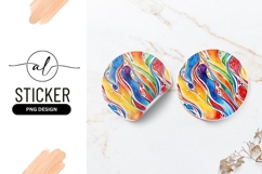 Abstract Watercolor Painting Circle Round Sticker Png Product Image 1