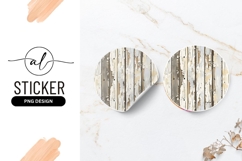 Distressed Wood Texture Round Sticker Png Product Image 1
