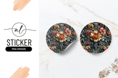 Ornate Floral Arrangement Round Sticker Png Artwork Product Image 1