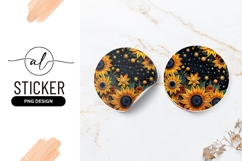 Sunflowers With Celestial Stars Round Sticker Png Product Image 1