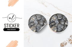 Cracked Rock Texture In Round Sticker Png Product Image 1