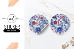 Colorful Quilling Floral Design Round Sticker Png Product Image 1