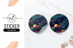 Cosmic Nebula With Planets Round Sticker Png Product Image 1
