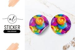 Vibrant Abstract Round Sticker Png Background Product Image 1