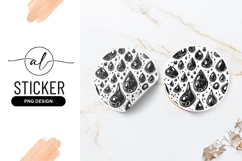 Abstract Black And White Droplet Pattern Round Sticker Png Product Image 1