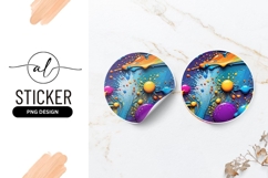 Colorful Abstract Paint Splashes Round Sticker Png Product Image 1