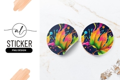 Colorful Leaves With Paint Splatter Round Sticker Png Product Image 1