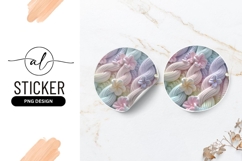 Pastel Braided Knit Flowers Round Sticker Png Product Image 1