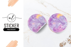 Abstract Purple Gold Marble Texture Round Sticker Product Image 1