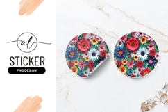 Colorful Paper Quilled Flowers Round Sticker Png Product Image 1