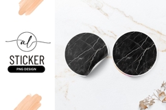 Black Marble Texture Circle Round Sticker Png Product Image 1