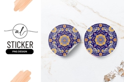 Elegant Floral Ornament Round Sticker Png Design Product Image 1