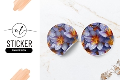 Purple Flower Background Circular Round Sticker Png Product Image 1