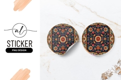 Floral Pattern Carpet Circular Design Round Sticker Png Product Image 1