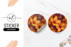 Round Sticker Png Featuring Stylized Orange And Purple Product Image 1