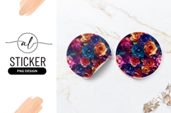 Vibrant Colorful Flowers Circular Design Round Sticker Png Product Image 1