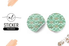 Mint Green Floral Pattern Round Sticker Png Product Image 1