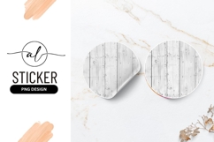 White Distressed Wood Plank Round Sticker Png Product Image 1