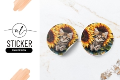 Kitten Surrounded By Sunflowers Round Sticker Png Product Image 1