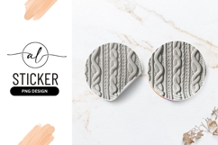 White Cable Knit Texture Round Sticker Png Product Image 1
