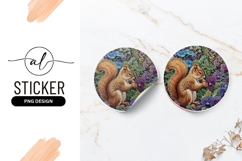 Squirrel And Flowers Round Sticker Png Image Product Image 1