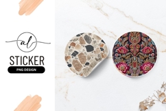 Exquisite Floral Embroidery Pattern Round Sticker Png Product Image 1