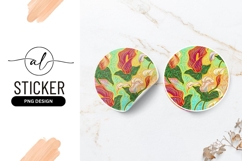 Calla Lily Floral Pattern Round Sticker Png Product Image 1