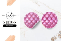 Pink Buttoned Leather Round Sticker Png Product Image 1