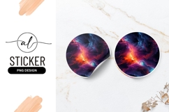 Colorful Nebula Galaxy In A Round Sticker Png Product Image 1