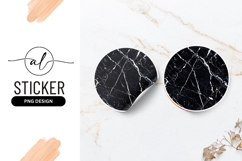 Black Marble Texture Round Sticker Png Background Product Image 1
