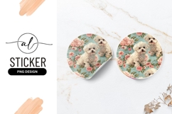 Adorable maltese puppies round sticker png design Product Image 1