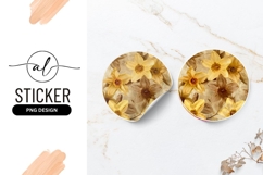 Round sticker with yellow daffodil design Product Image 1